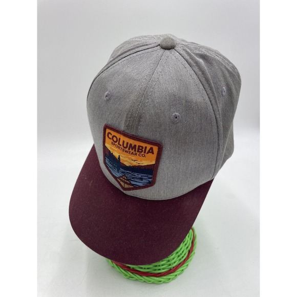 Columbia Hat patch Grey / Maroon Kayaking Sunset Outdoors Adjustable hat - Picture 1 of 5